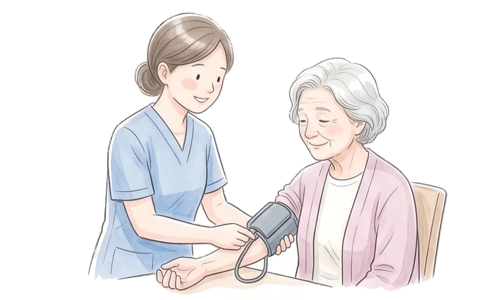 看護師が健康管理を行うイラスト
